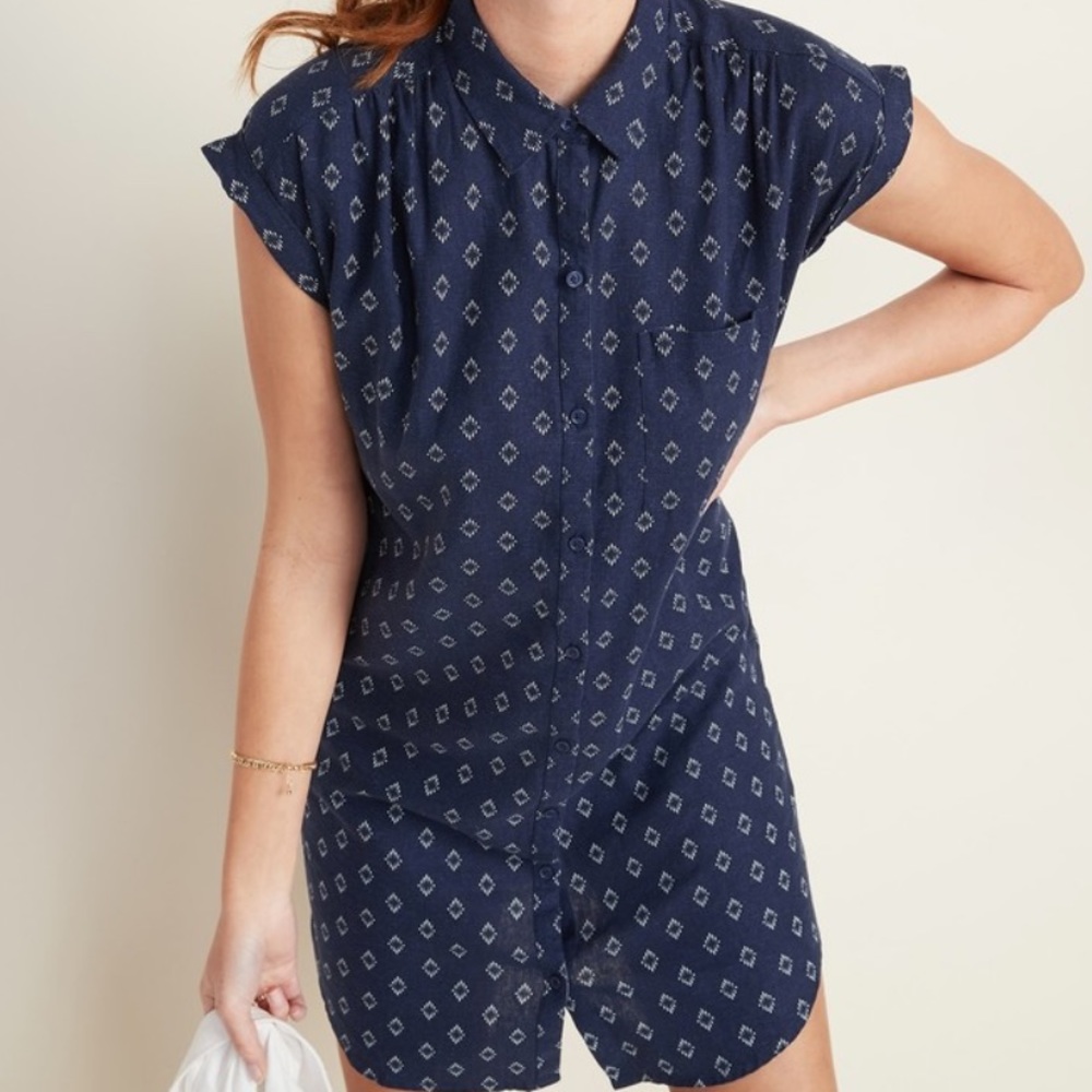Old Navy Linen-Blend Shirt Dress - Picture 3 of 9